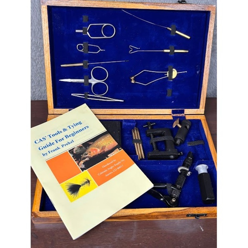 Colorado Angler Supply Fly Tying Tool Kit Wooden Case & Beginner Guide Book